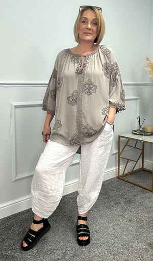 Colette Paisley Crochet Trim Top 10-20 NO RETURNS ON SALE ITEMS
