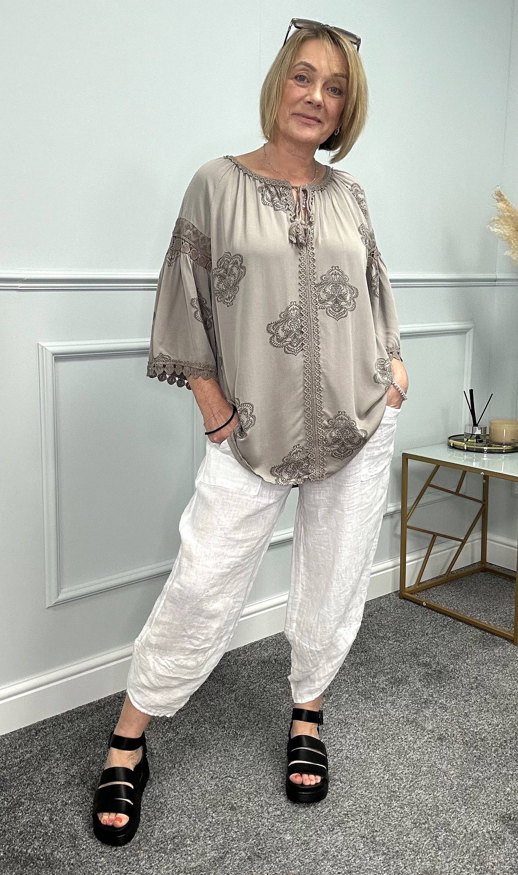 Colette Paisley Crochet Trim Top 10-20 NO RETURNS ON SALE ITEMS