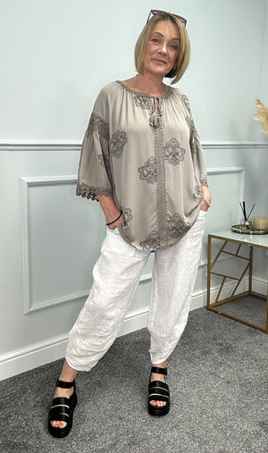 Colette Paisley Crochet Trim Top 10-20 NO RETURNS ON SALE ITEMS