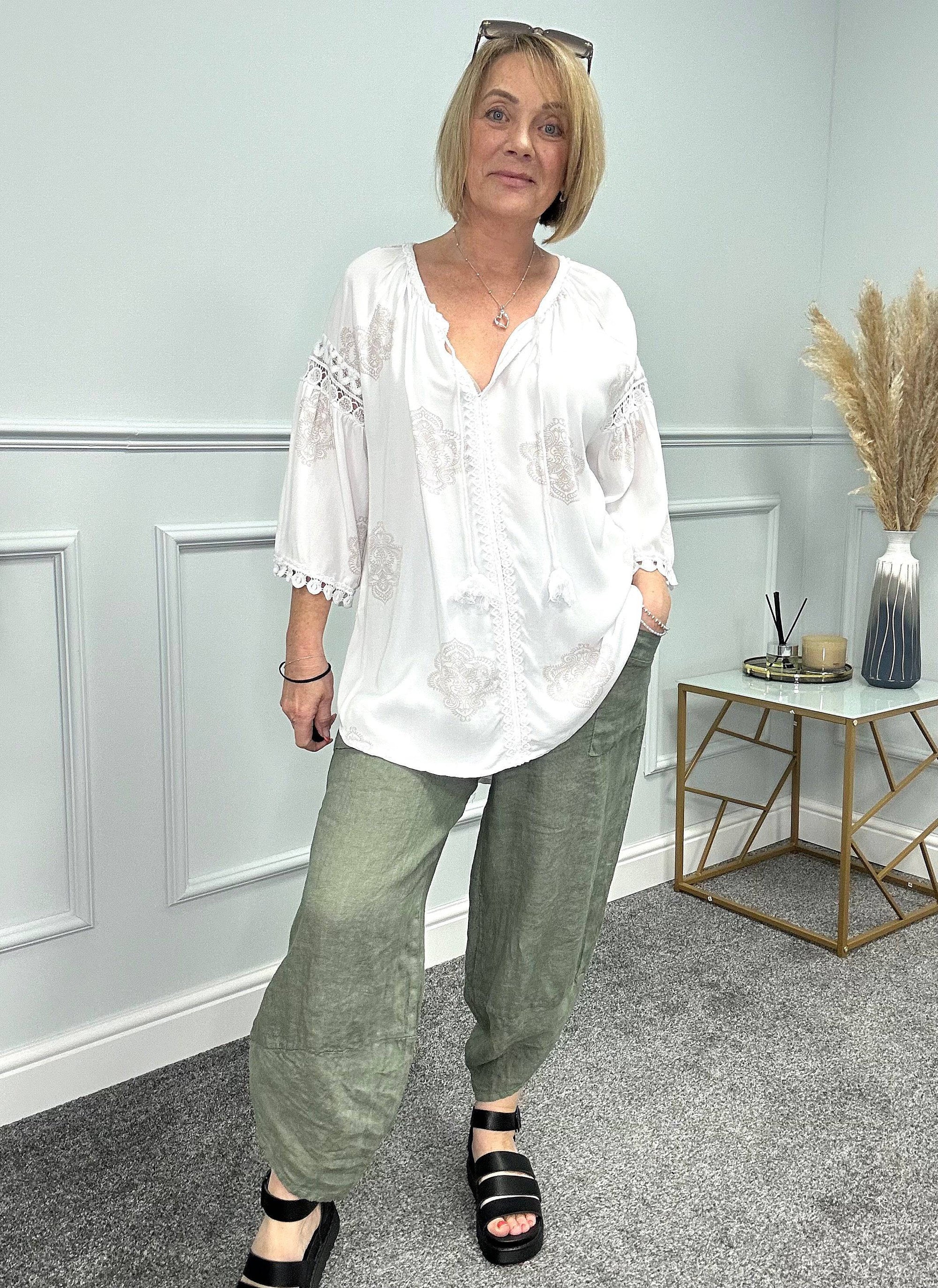Colette Paisley Crochet Trim Top 10-20 NO RETURNS ON SALE ITEMS