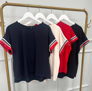 Sabine Stripe T-shirt Top 8-18 Red - Susie's Boutique