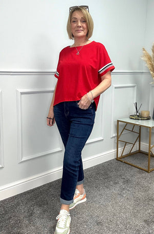 Sabine Stripe T-shirt Top 8-18 Red - Susie's Boutique
