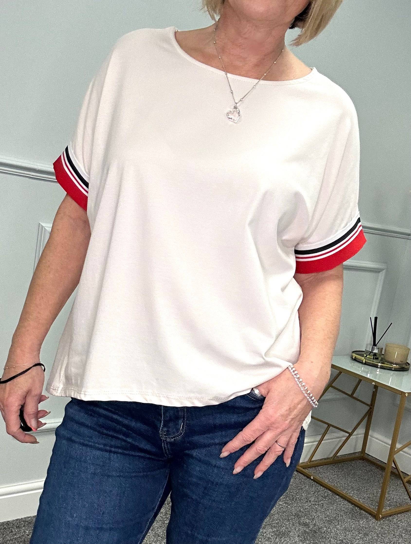 Sabine Stripe T-shirt Top 8-18 sand NO RETURNS ON SALE ITEMS