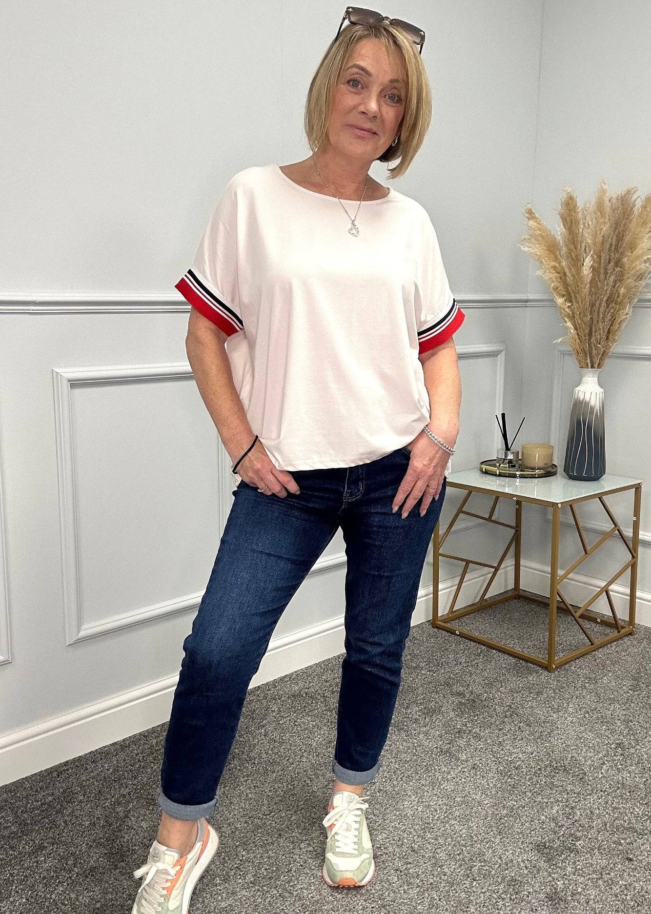 Sabine Stripe T-shirt Top 8-18 sand NO RETURNS ON SALE ITEMS
