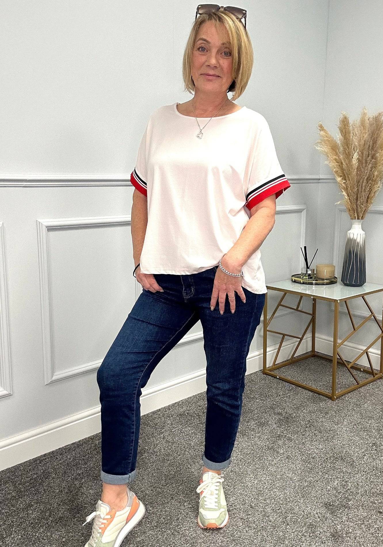 Sabine Stripe T-shirt Top 8-18 sand NO RETURNS ON SALE ITEMS