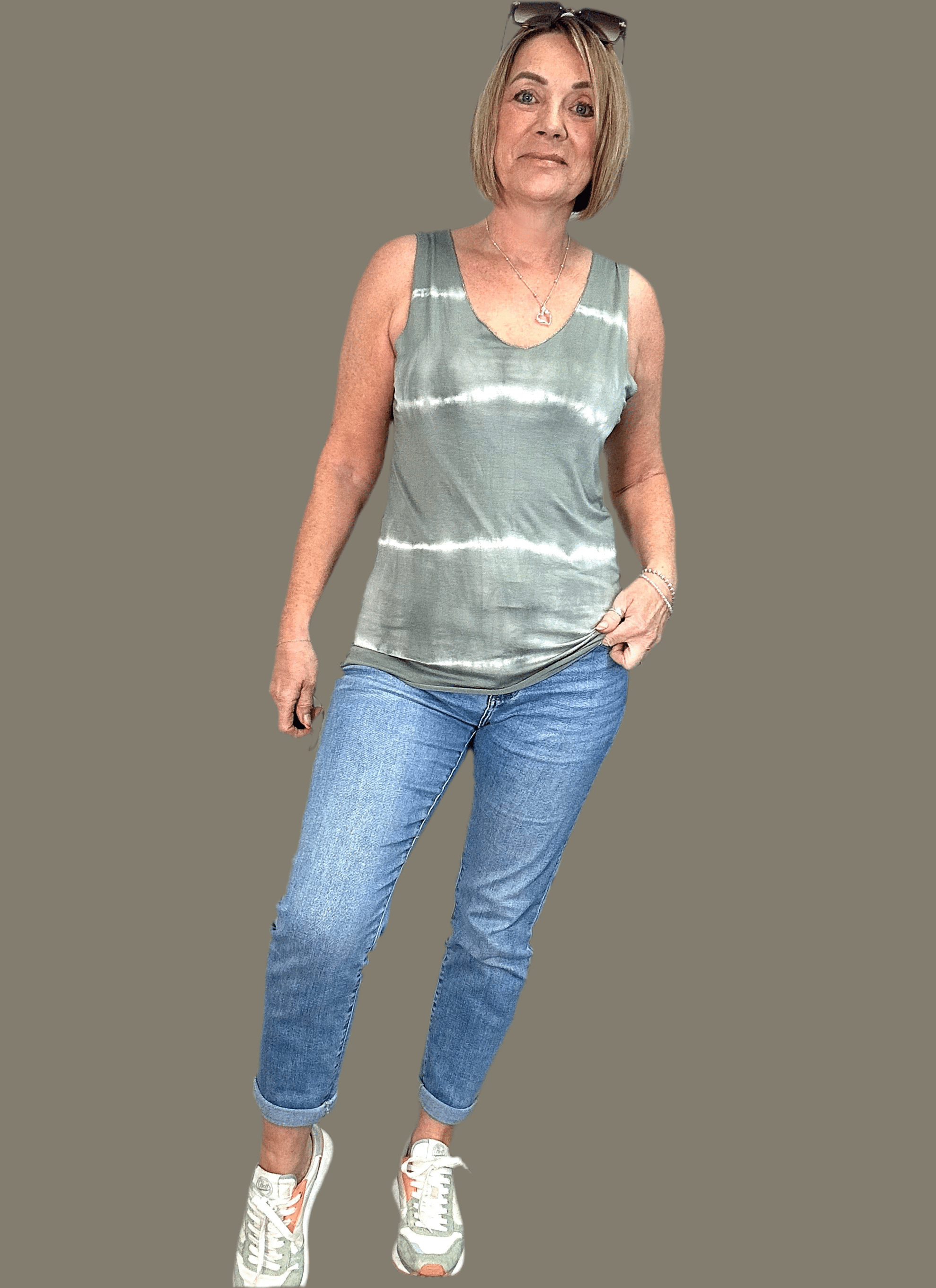Ellis Tie Dye Vest Top 10-18 Khaki NO RETURNS ON SALE ITEMS