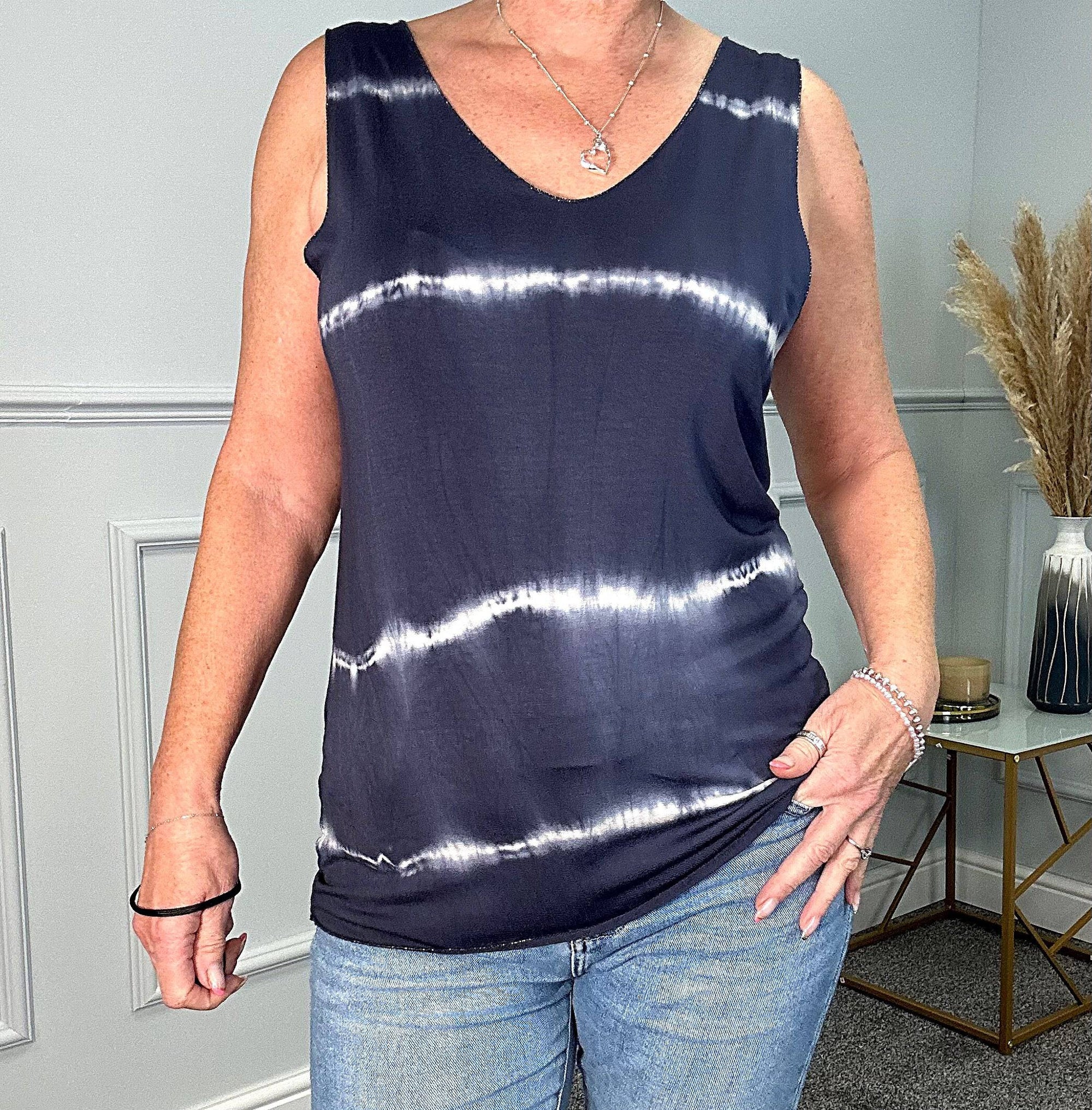 Ellis Tie Dye  Vest Top 10-18 Navy NO RETURNS ON SALE ITEMS