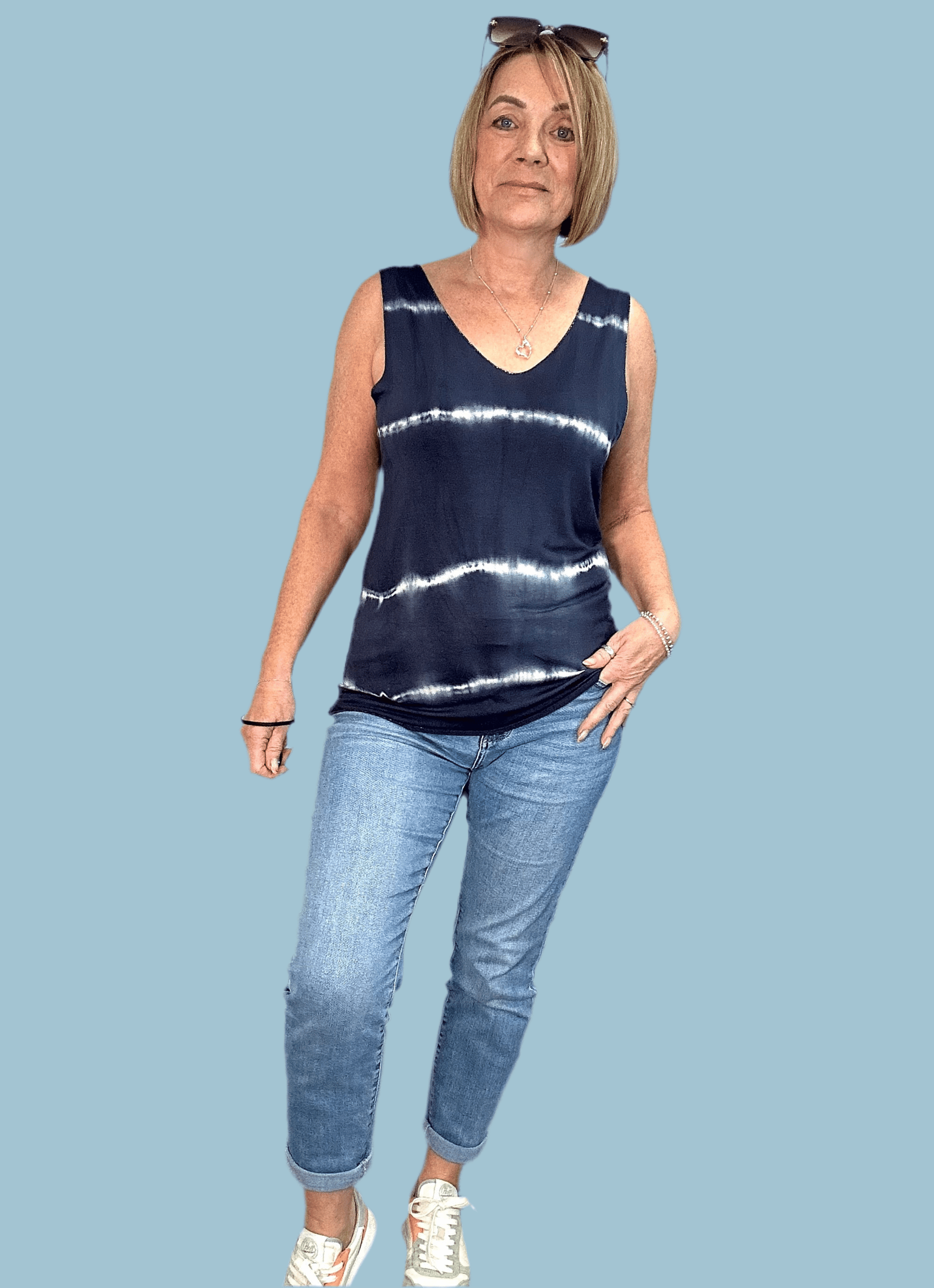 Ellis Tie Dye  Vest Top 10-18 Navy NO RETURNS ON SALE ITEMS