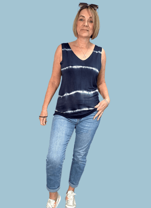 Ellis Tie Dye  Vest Top 10-18 Navy NO RETURNS ON SALE ITEMS