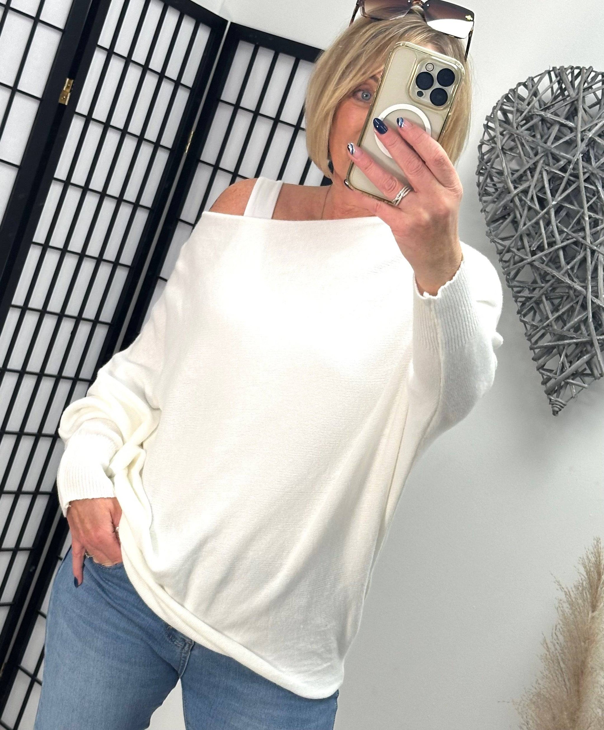 White batwing jumper cheap
