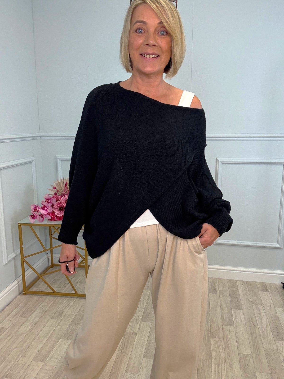 Orla Batwing Crossover Jumper 10 - 20 Black - Susie's Boutique - | Women's Fashion Online