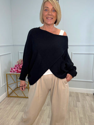 Orla Batwing Crossover Jumper 10 - 20 Black - Susie's Boutique - | Women's Fashion Online