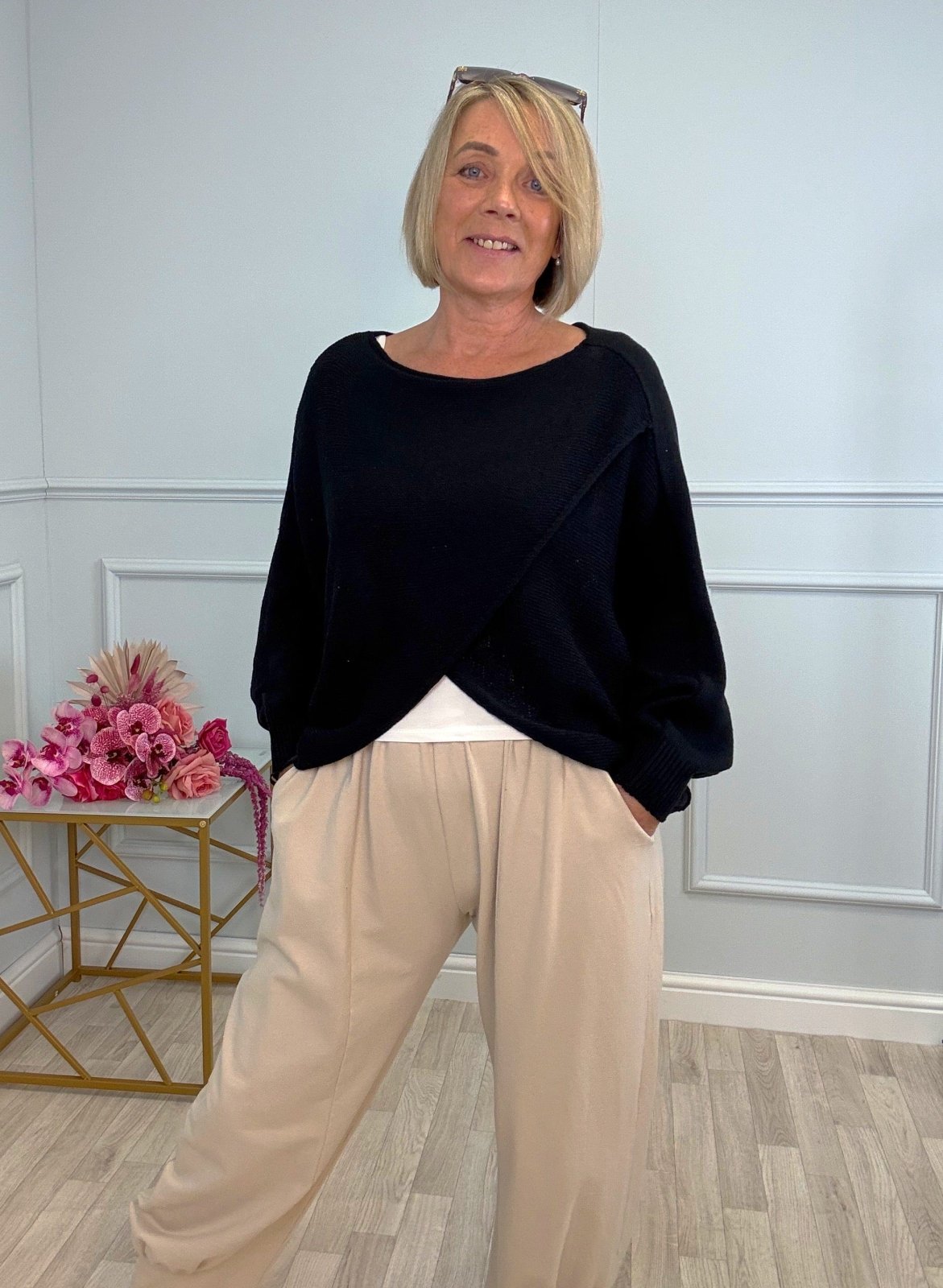 Orla Batwing Crossover Jumper 10 - 20 Black - Susie's Boutique - | Women's Fashion Online