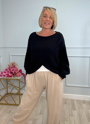 Orla Batwing Crossover Jumper 10 - 20 Black - Susie's Boutique - | Women's Fashion Online