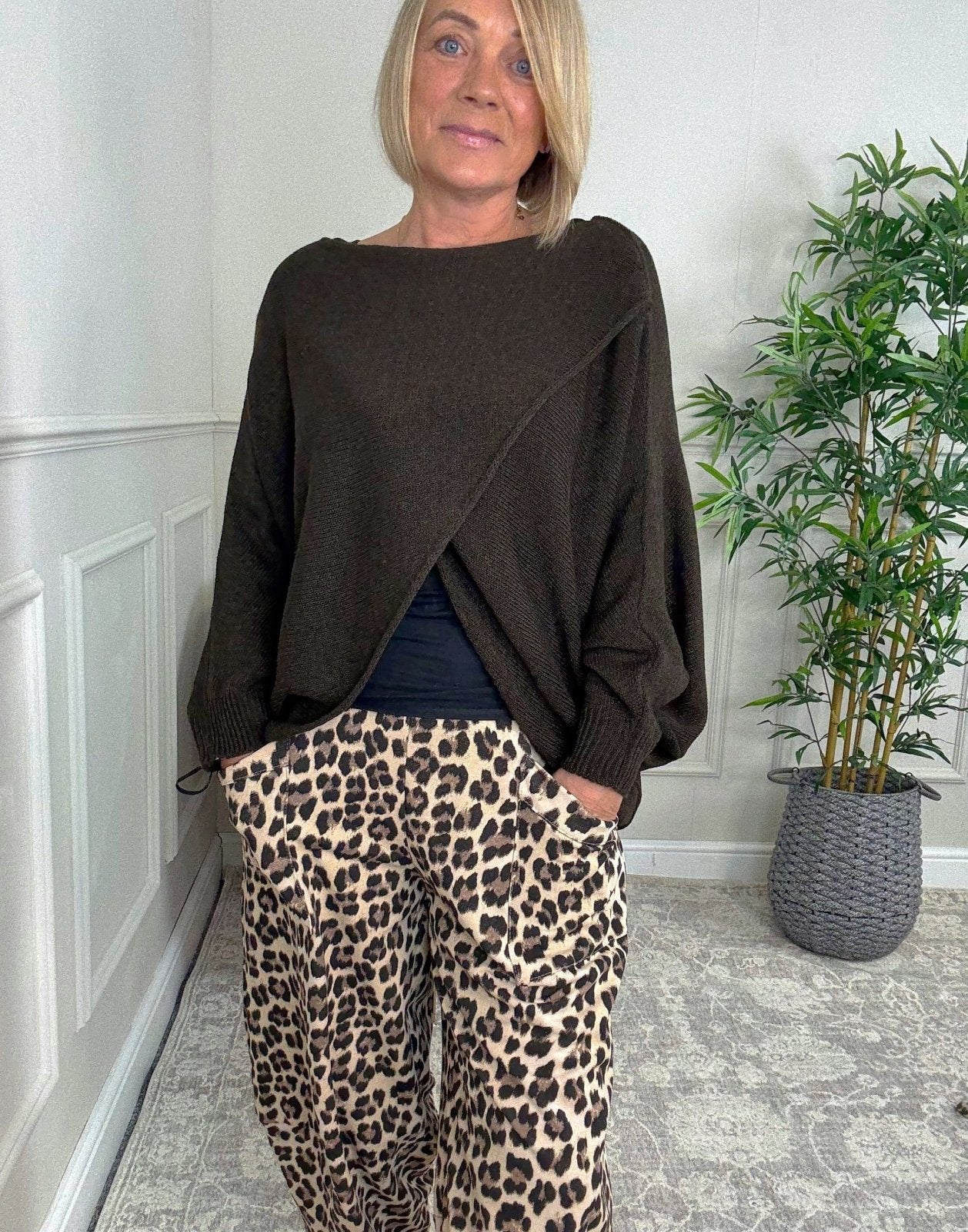 Orla Batwing Crossover Jumper 10 - 20 Chocolate - Susie's Boutique - | Women's Fashion Online