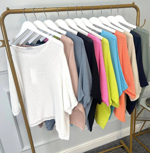 Kendal Oversized Waffle Top 10-20 Coral - Susie's Boutique