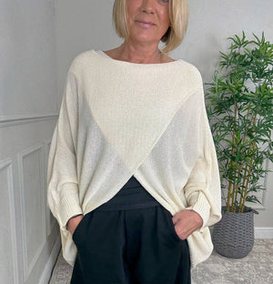 Orla Batwing Crossover Jumper 10 - 20 Cream - Susie's Boutique - | Women's Fashion Online