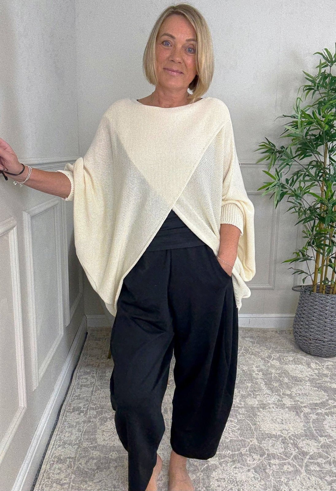 Orla Batwing Crossover Jumper 10 - 20 Cream - Susie's Boutique - | Women's Fashion Online