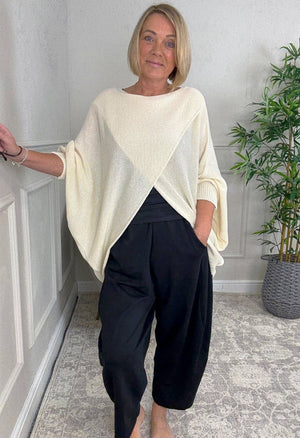 Orla Batwing Crossover Jumper 10 - 20 Cream - Susie's Boutique - | Women's Fashion Online