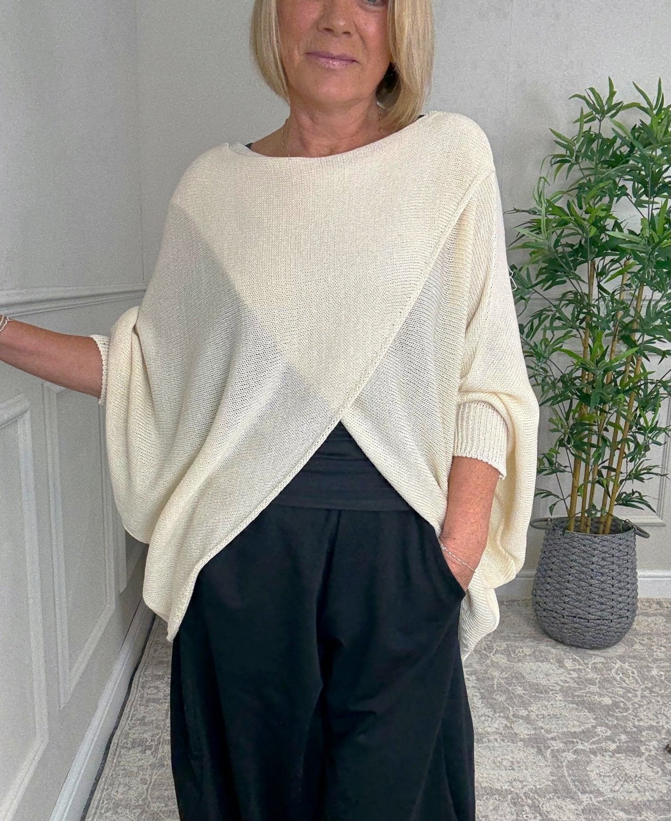 Orla Batwing Crossover Jumper 10 - 20 Cream - Susie's Boutique - | Women's Fashion Online