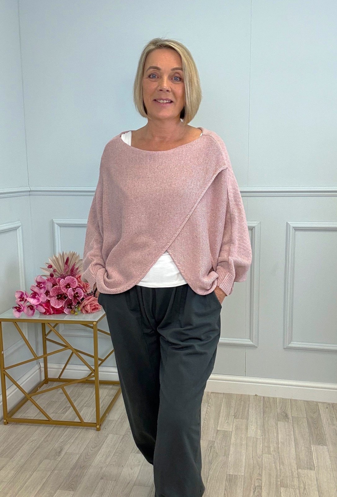 Orla Batwing Crossover Jumper 10 - 20 Pink - Susie's Boutique - | Women's Fashion Online