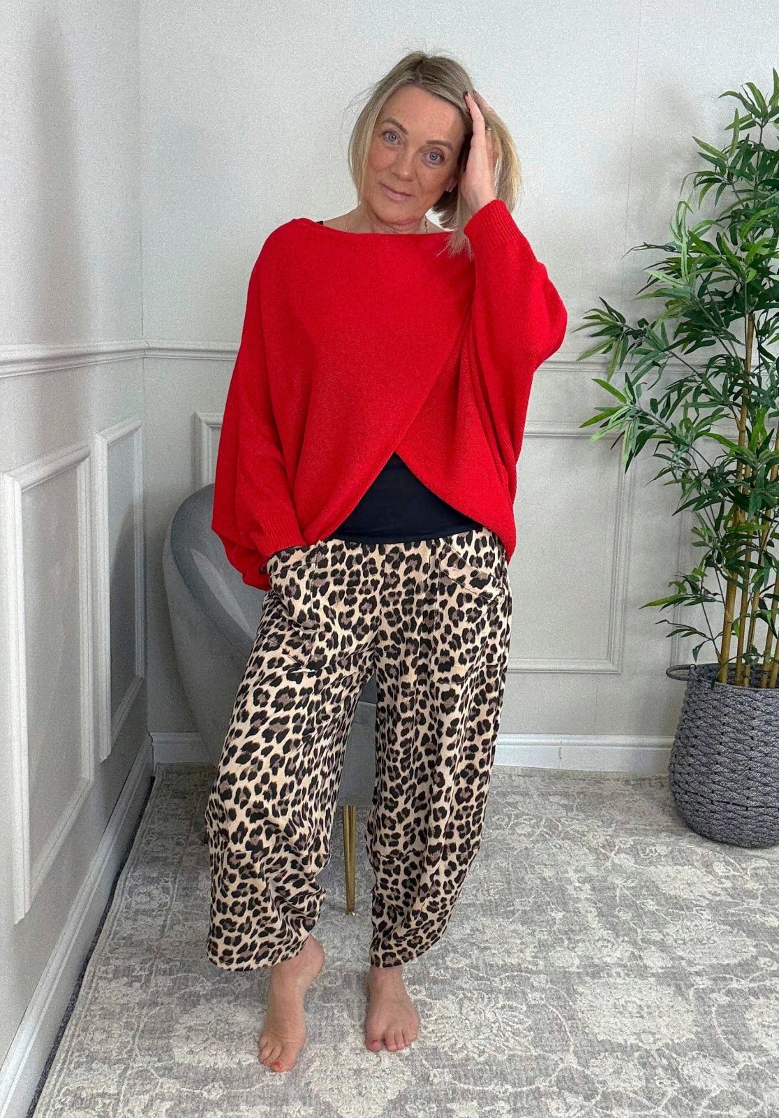 Orla Batwing Crossover Jumper 10 - 20 Red - Susie's Boutique - | Women's Fashion Online