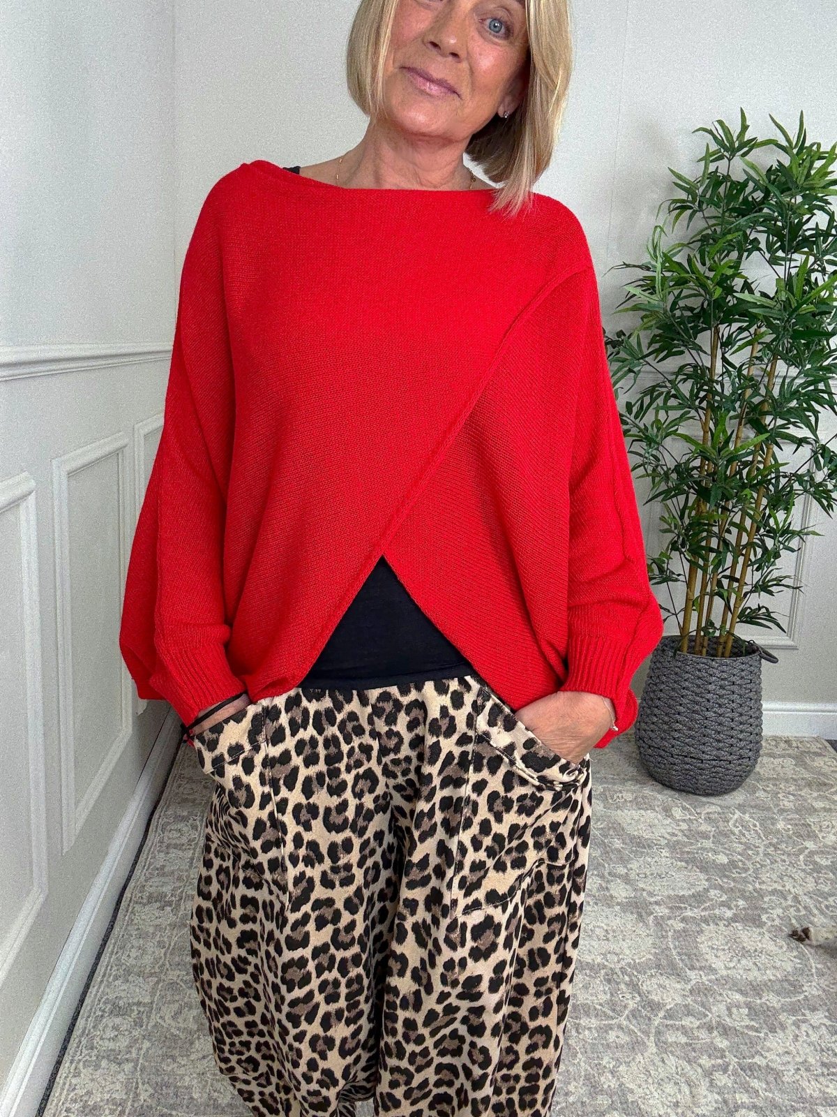 Orla Batwing Crossover Jumper 10 - 20 Red - Susie's Boutique - | Women's Fashion Online