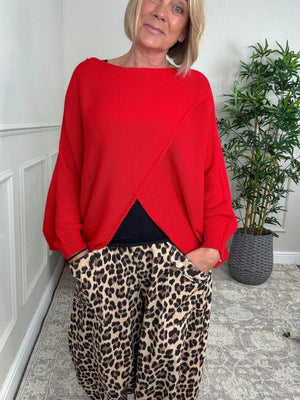 Orla Batwing Crossover Jumper 10 - 20 Red - Susie's Boutique - | Women's Fashion Online