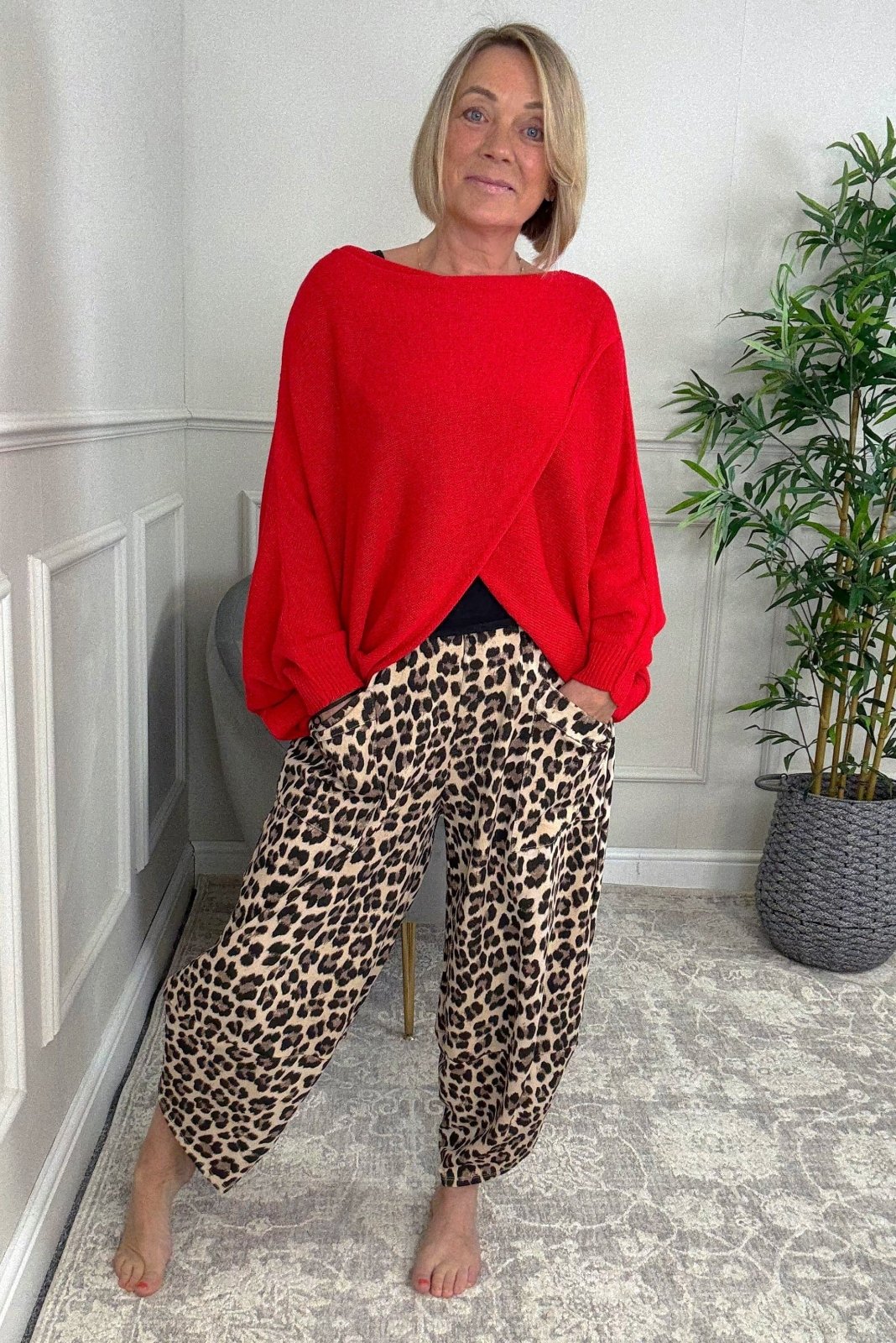 Orla Batwing Crossover Jumper 10 - 20 Red - Susie's Boutique - | Women's Fashion Online