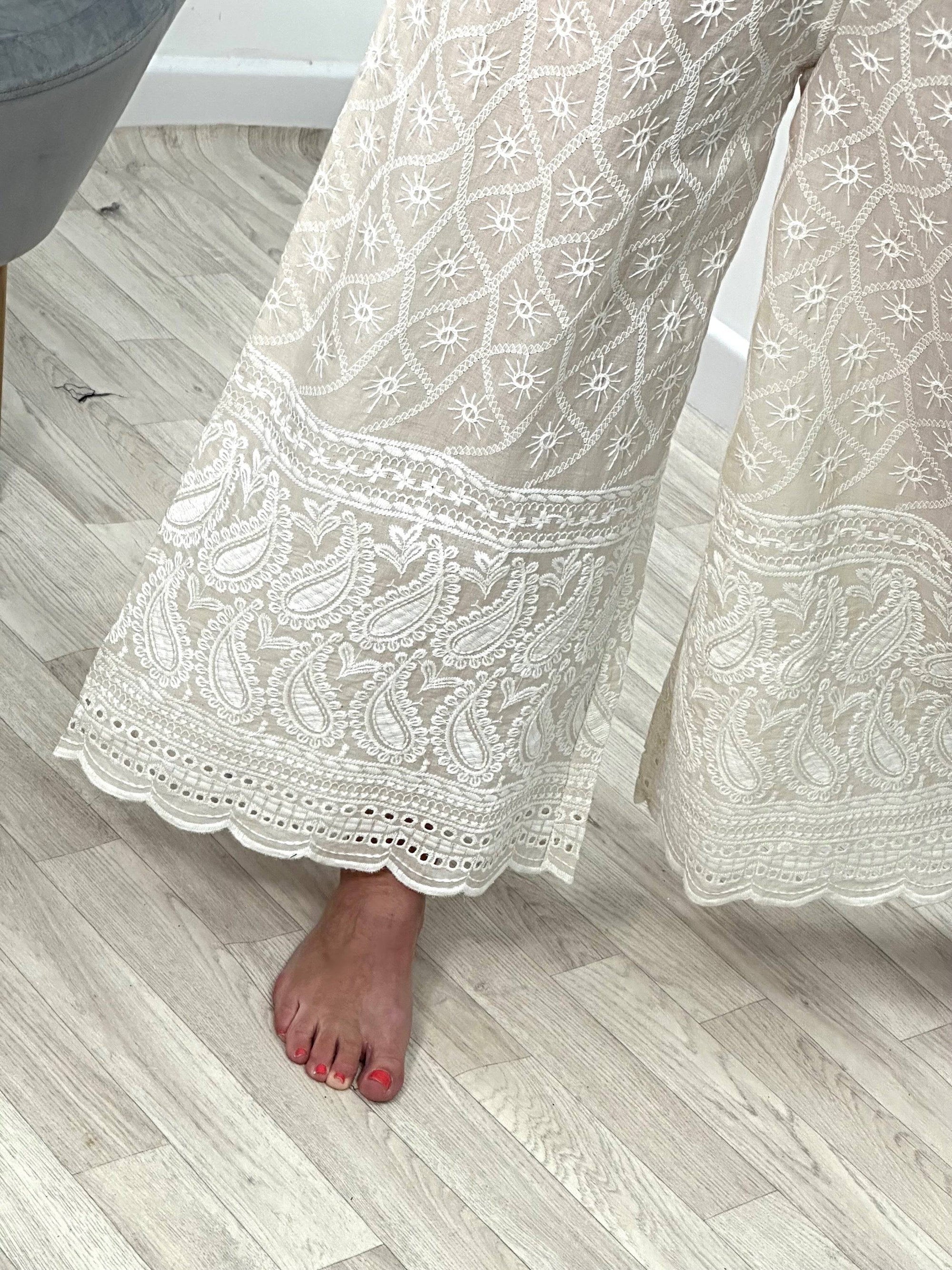 Camila Boho Embroidered Wide Leg Trousers 8-14+ NO RETURNS ON SALE ITEMS
