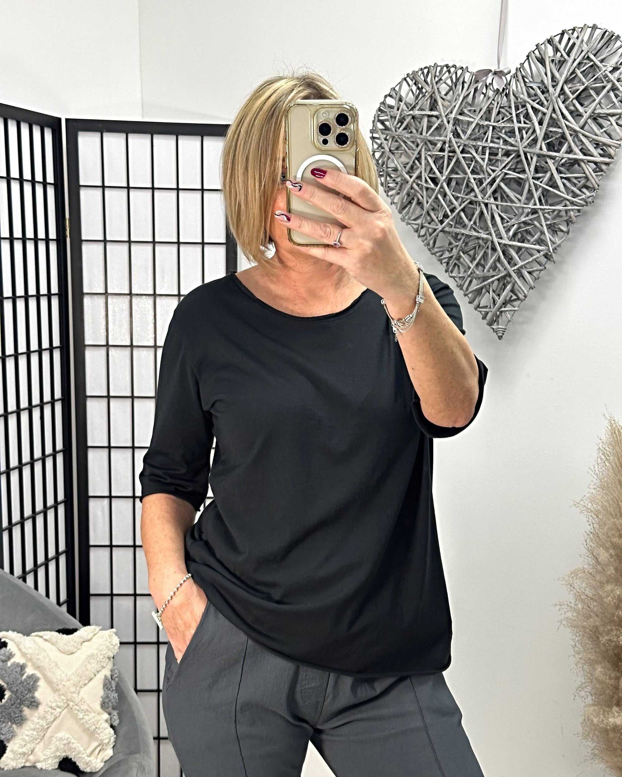 Elisa Essential Plain T-shirt 8-16 Black - Susie's Boutique
