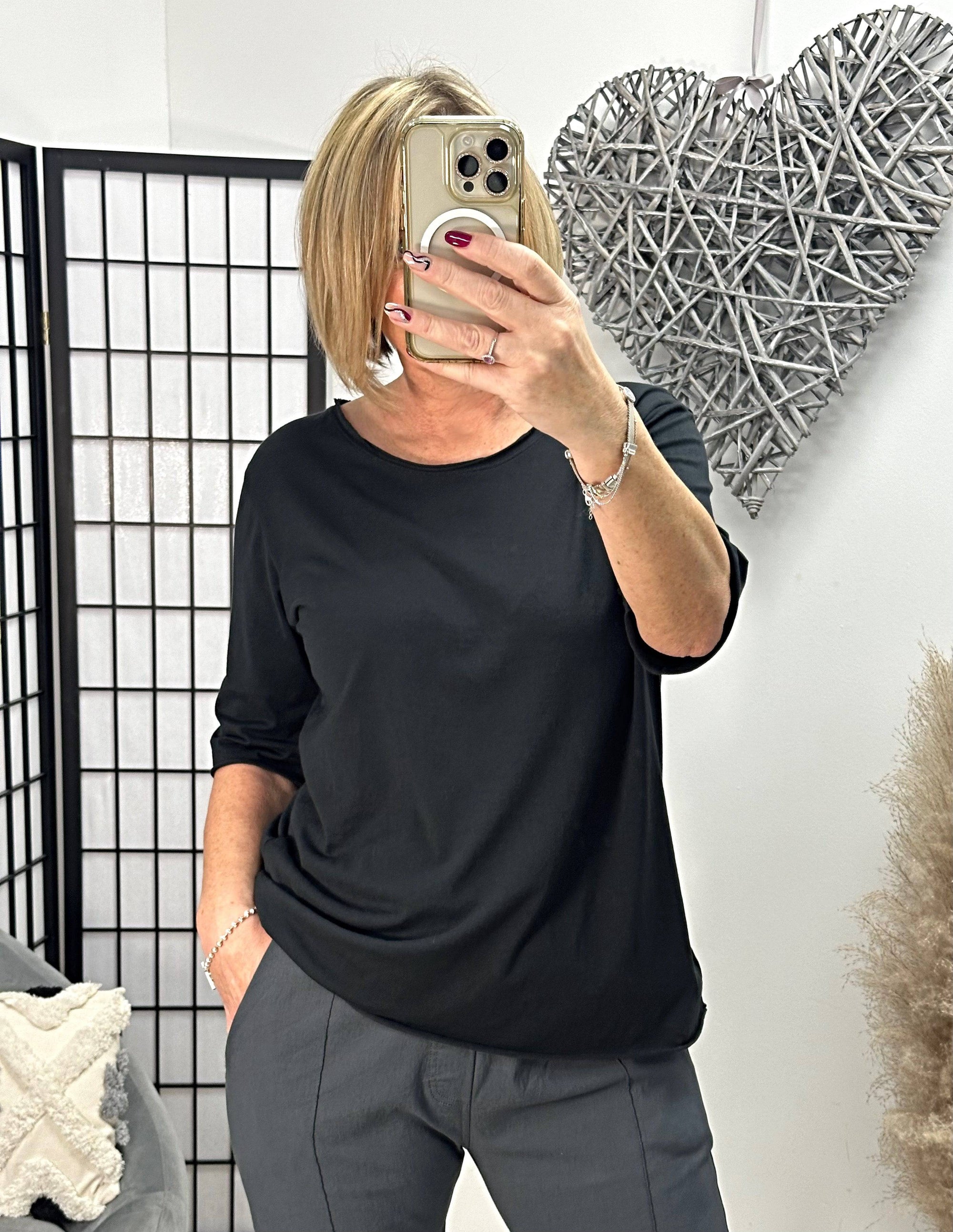 Elisa Essential Plain T-shirt 8-16 Black - Susie's Boutique