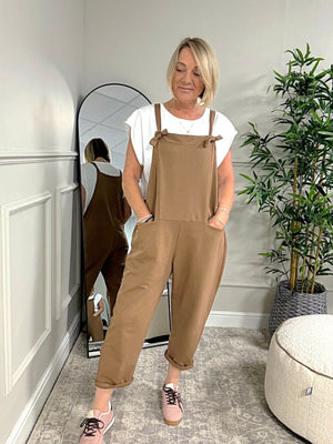 Nina Jersey Dungarees 8 - 16 Camel - Susie's Boutique - | Women's Fashion Online