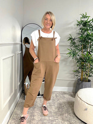 Nina Jersey Dungarees 8 - 16 Camel - Susie's Boutique - | Women's Fashion Online