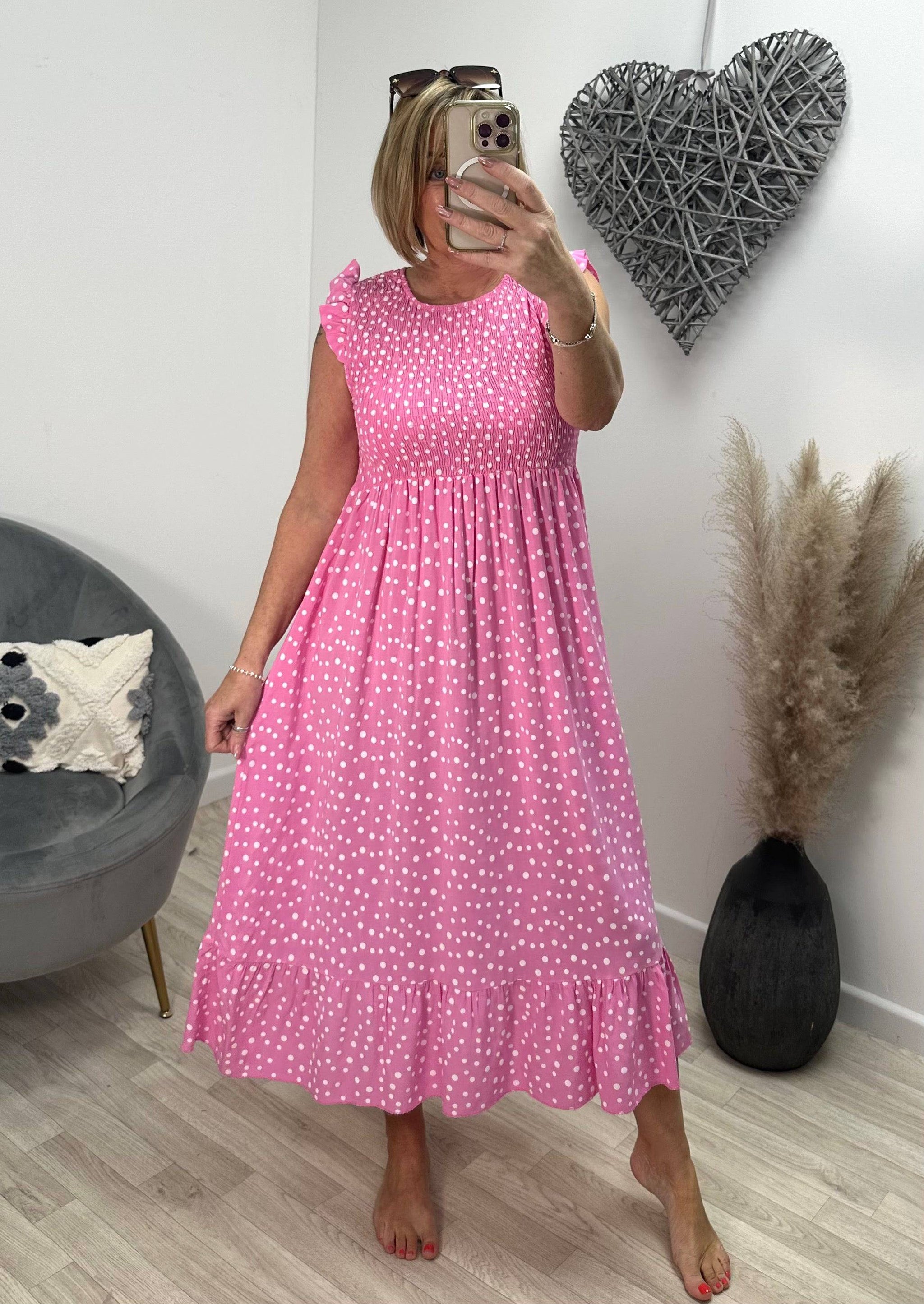 Polka dot midi tea dress 2025