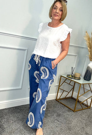 Carina Paisley  Luxurious Embroidered Wide Leg Trousers 8-16 NO RETURNS ON SALE ITEMS