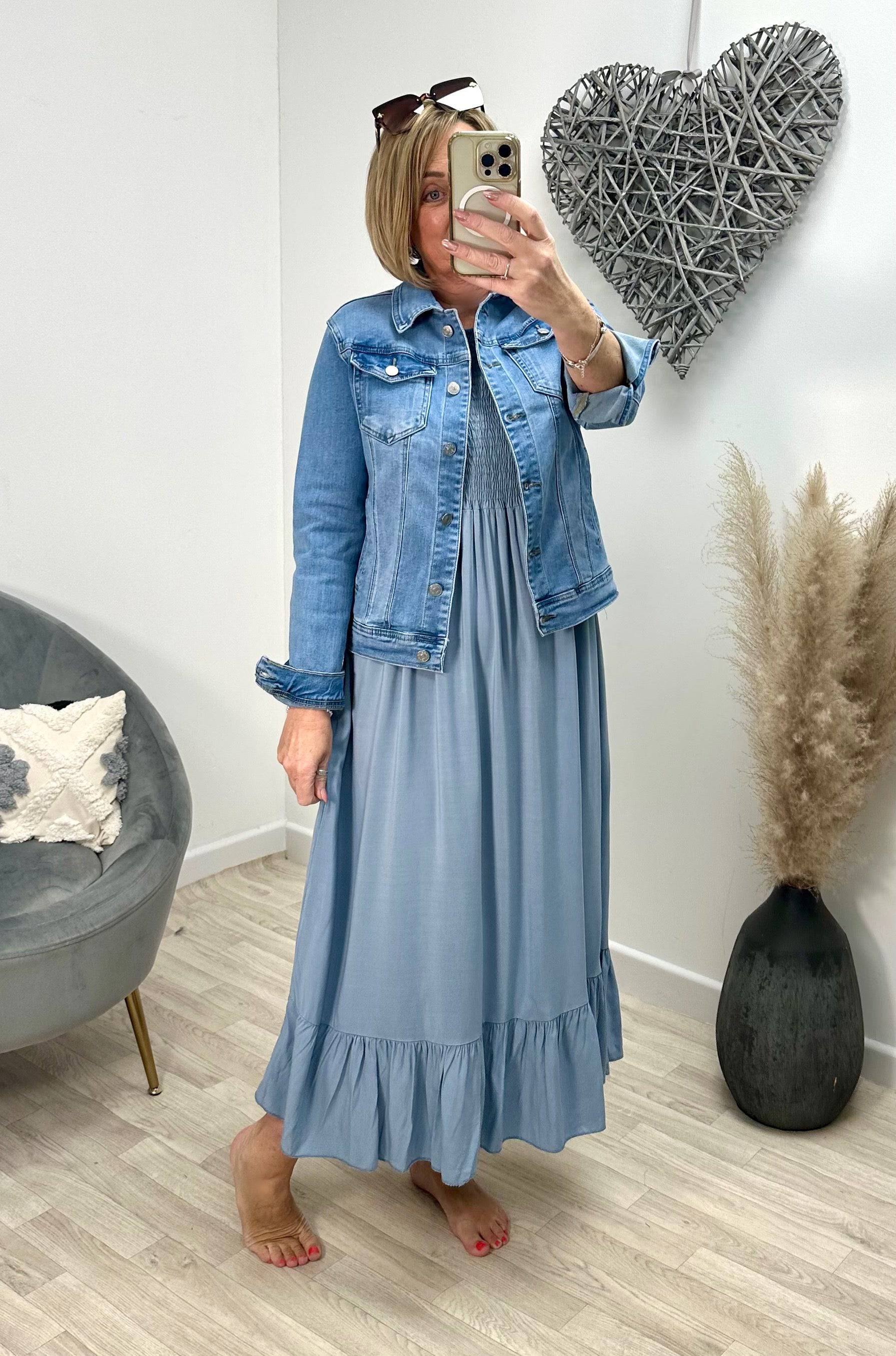 Plain blue dress sales