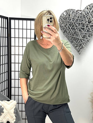 Elisa Essential Plain T-shirt 8-16 Khaki