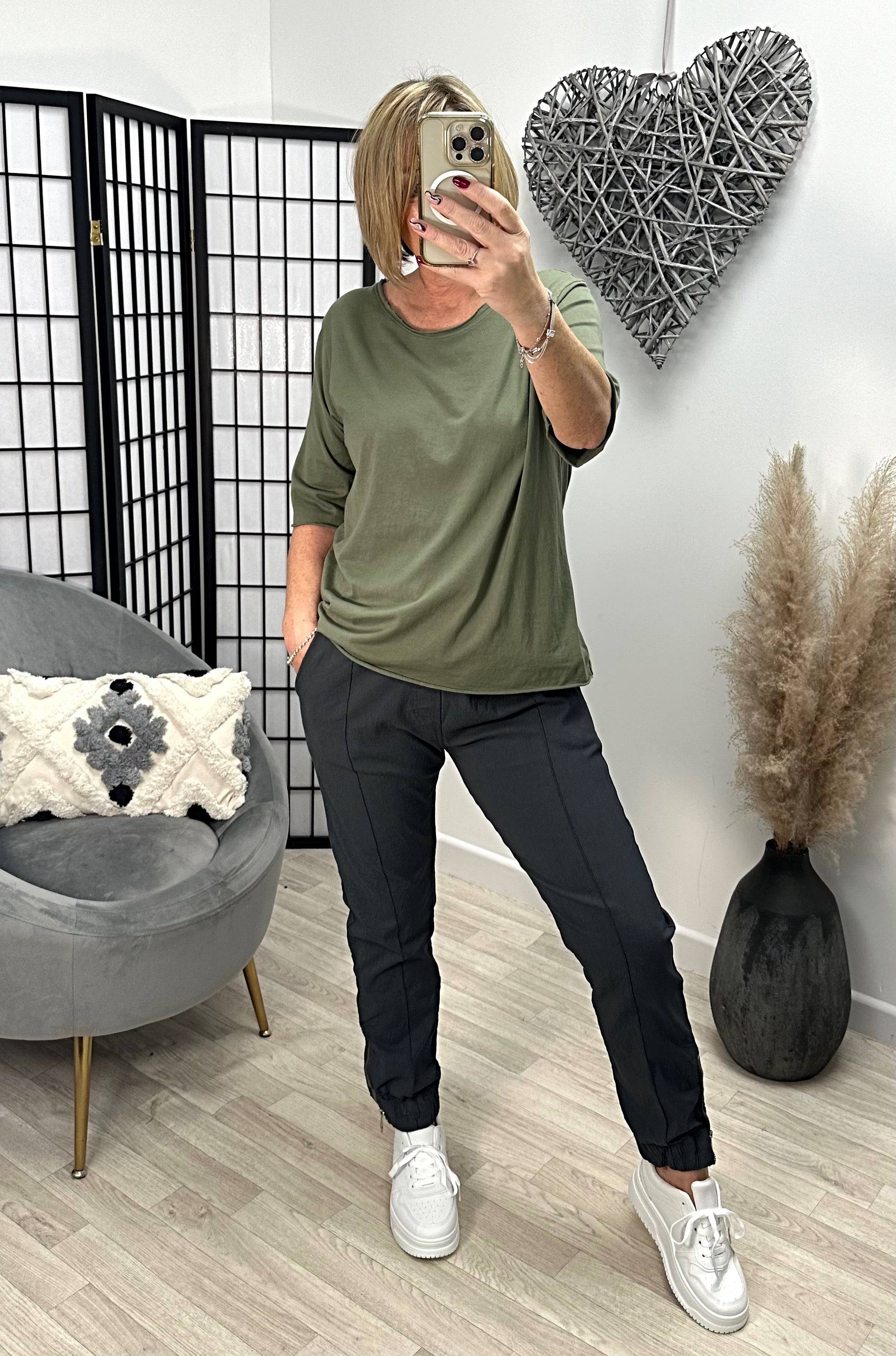 Elisa Essential Plain T-shirt 8-16 Khaki