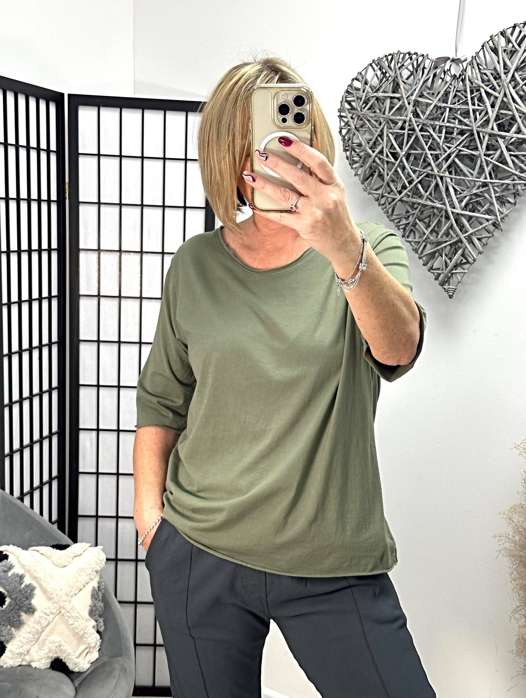 Elisa Essential Plain T-shirt 8-16 Khaki