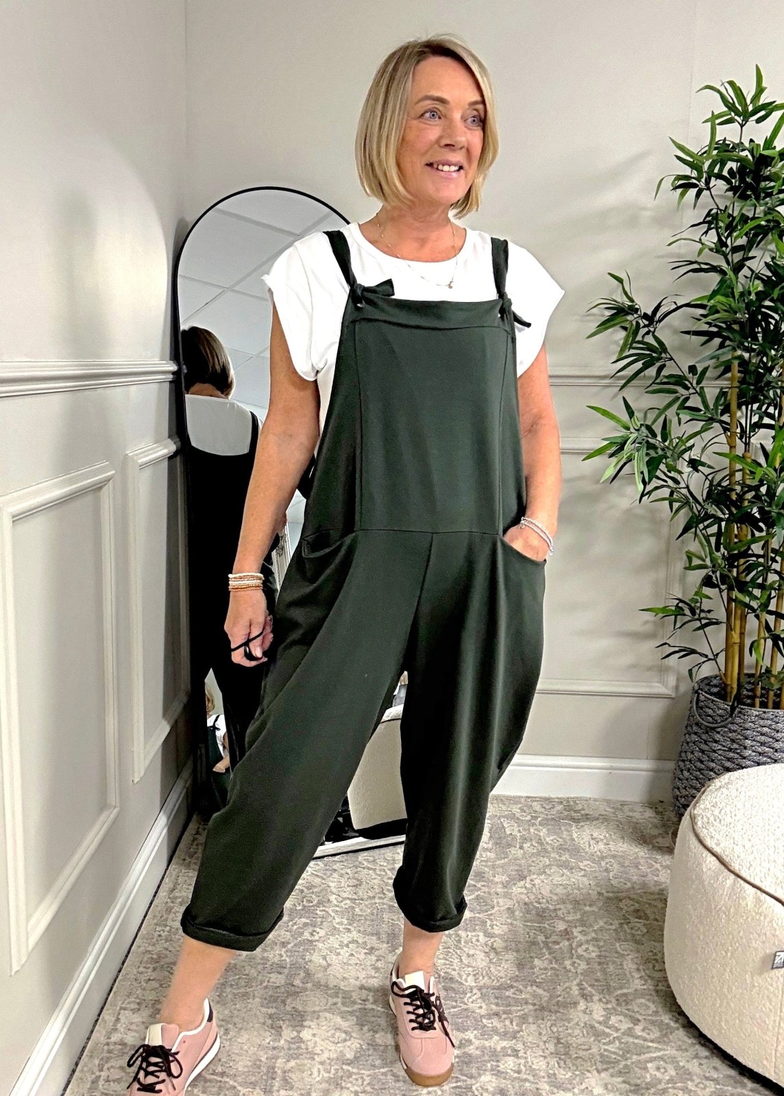 Nina Jersey Dungarees 8 - 16 Khaki - Susie's Boutique - | Women's Fashion Online