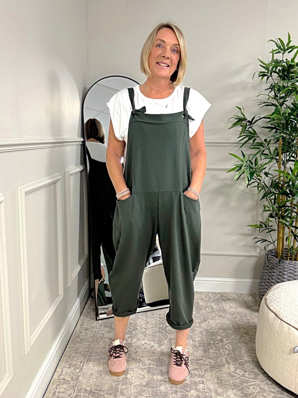 Nina Jersey Dungarees 8 - 16 Khaki - Susie's Boutique - | Women's Fashion Online