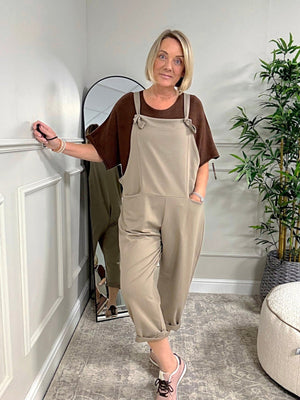 Nina Jersey Dungarees 8 - 16 Mocha - Susie's Boutique - | Women's Fashion Online