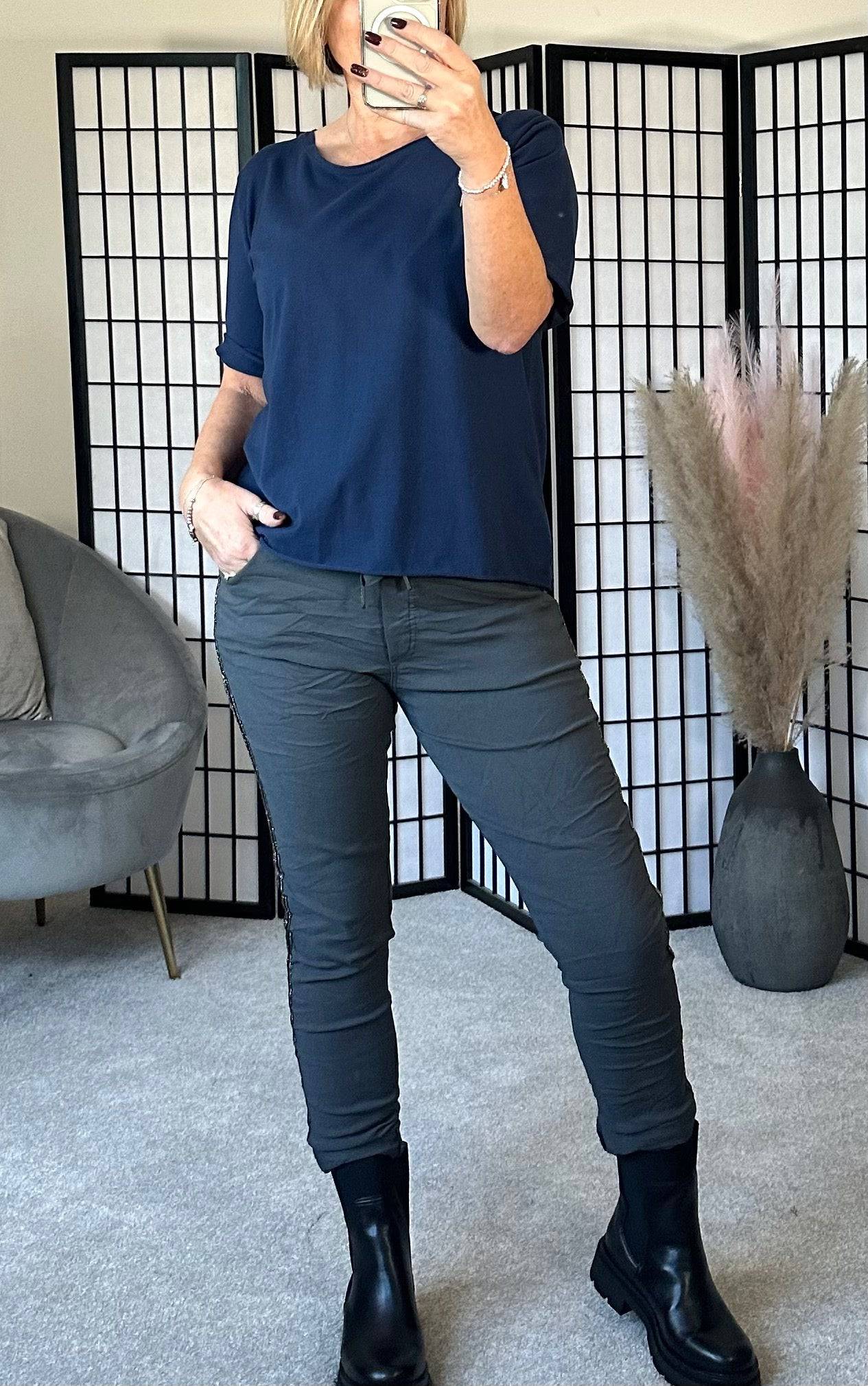 Elisa Essential Plain T-shirt 8-16 Navy - Susie's Boutique