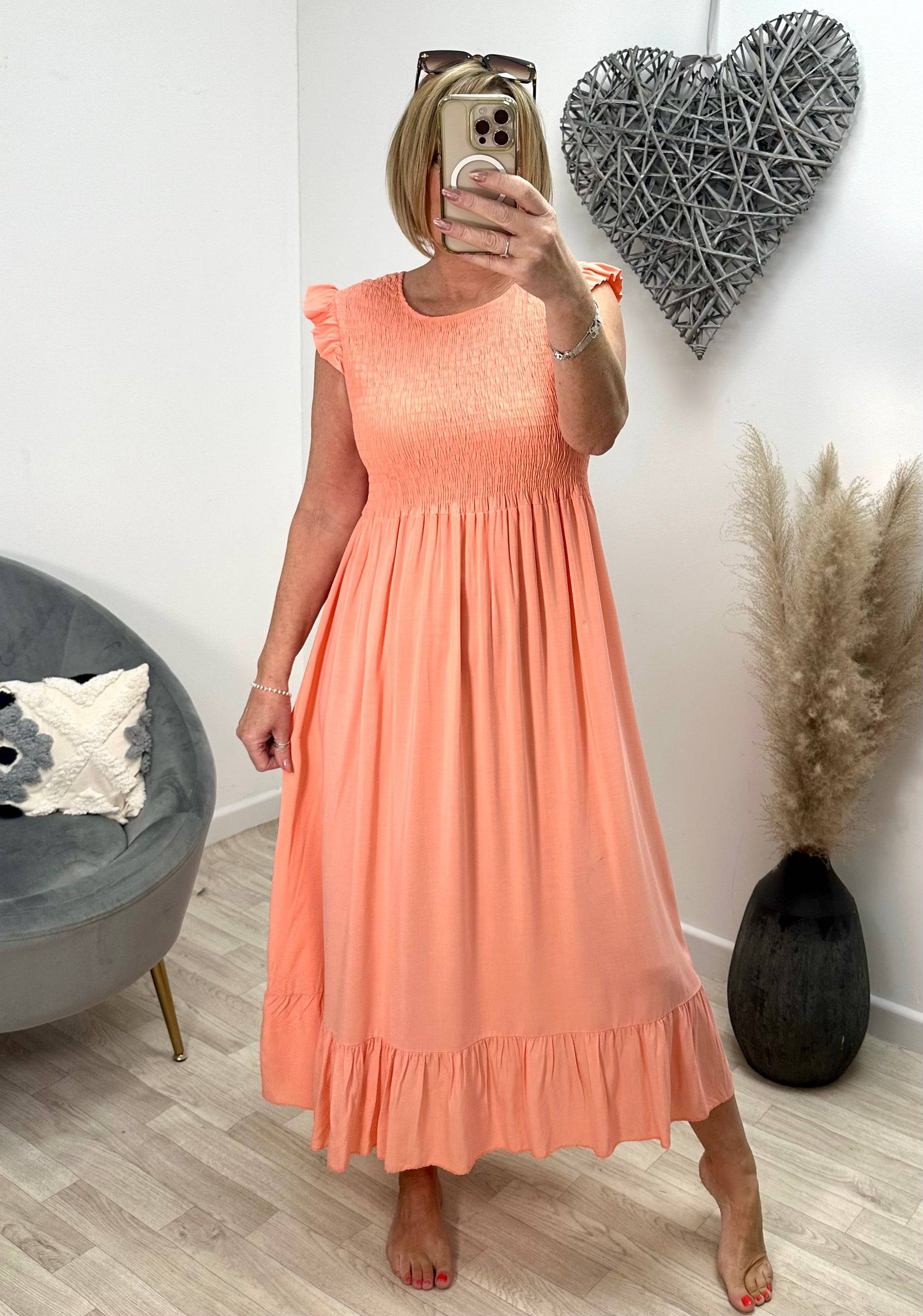 Irina Plain Midi Dress 8 16 Peach NO RETURNS ON SALE ITEMS