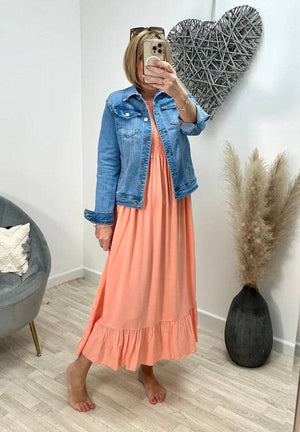 Plain peach dress new arrivals
