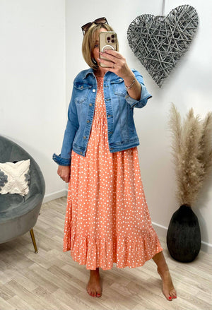 Irina Polka Dot Midi Dress 8 16 Peach NO RETURNS ON SALE ITEMS