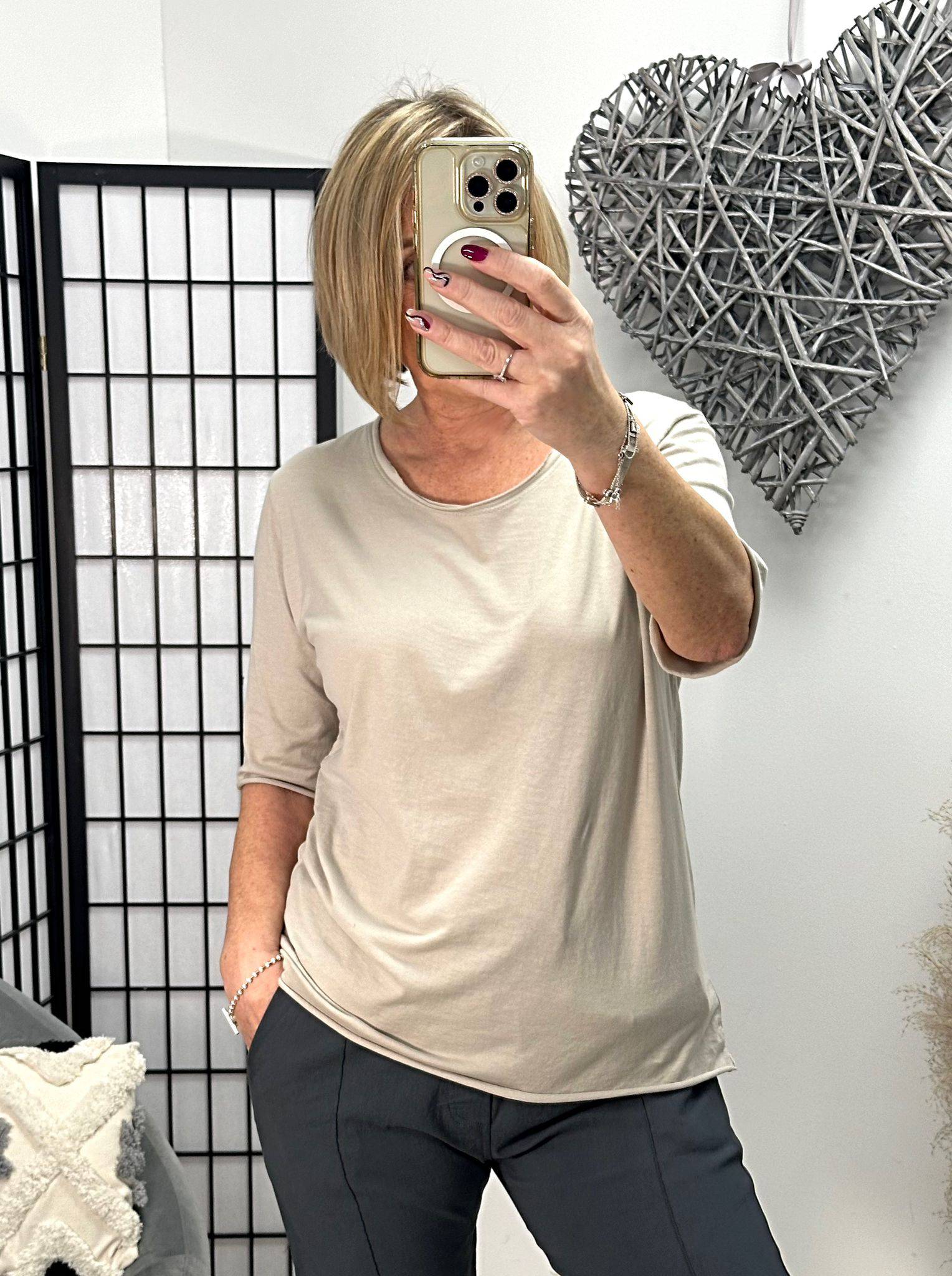 Elisa Essential Plain T-shirt 8-16 Sand - Susie's Boutique