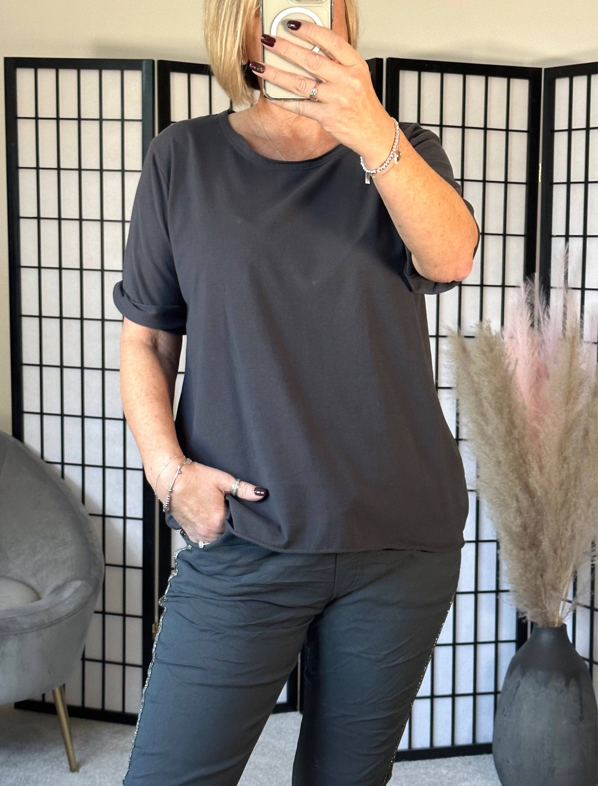 Elisa Essential Plain T-shirt 8-16 Slate