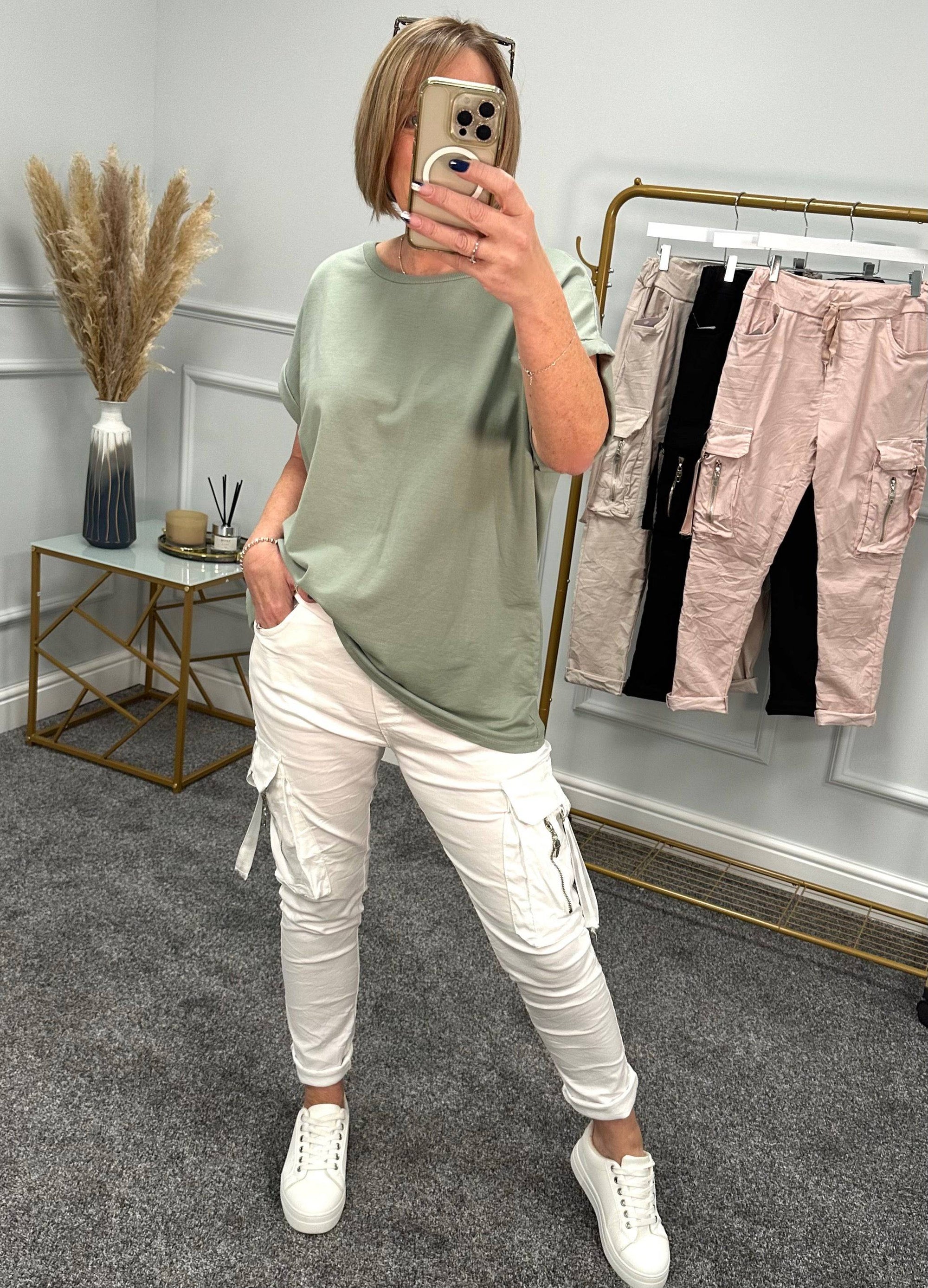 Eris Cargo Zip Pocket Magic Pants 8-16 White - Susie's Boutique